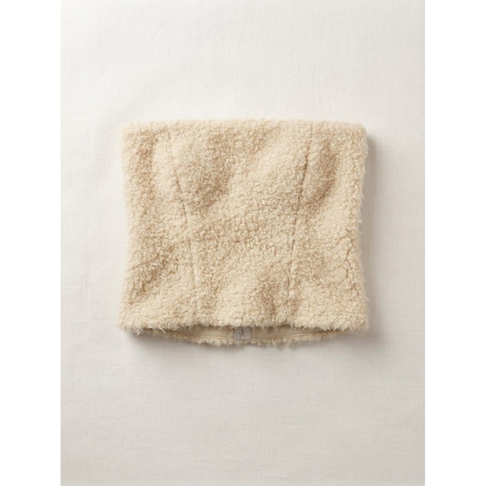 Zara Women Tube Top XS Beige Faux Fur Wool Blend Strapless 8982/531/733 NWT